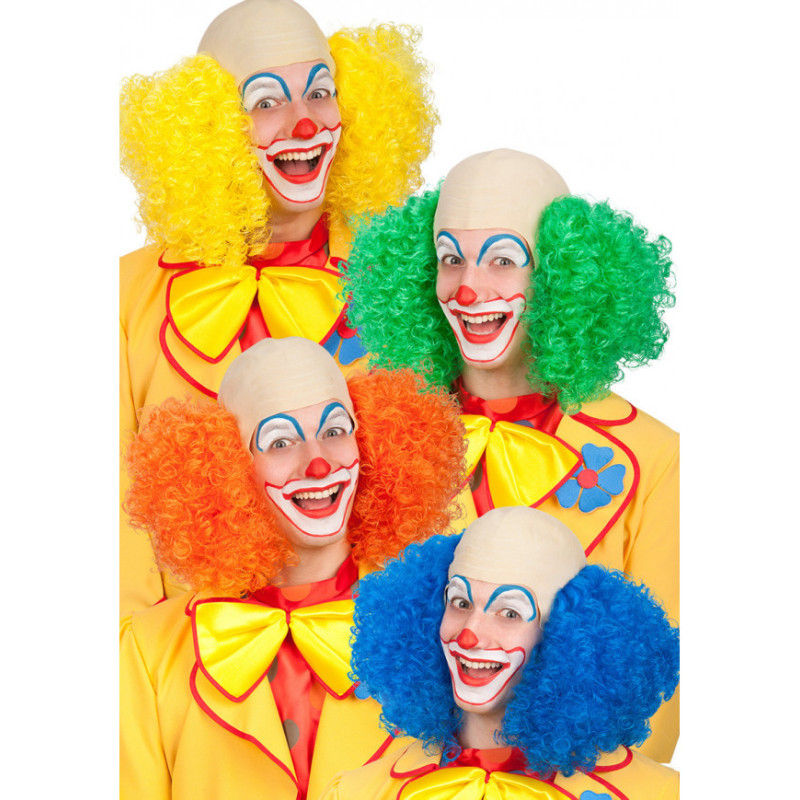 Klaun s plešatou hlavou a vlasmi